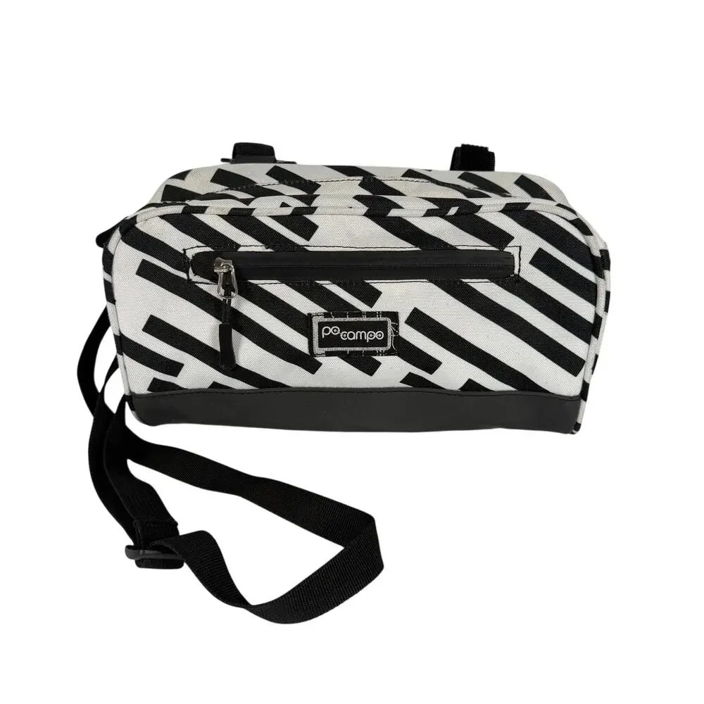 Po Campo Handlebar Bag Medium Black White Stripe Bike Cycling Shoulder Strap